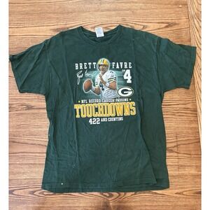 Vintage Brett Favre #4 Green Bay Packers 422‎ Touchdowns NFL Record T-Shirt XL